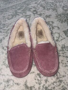 UGG Suede Moccasin Slippers in Dusty Rose